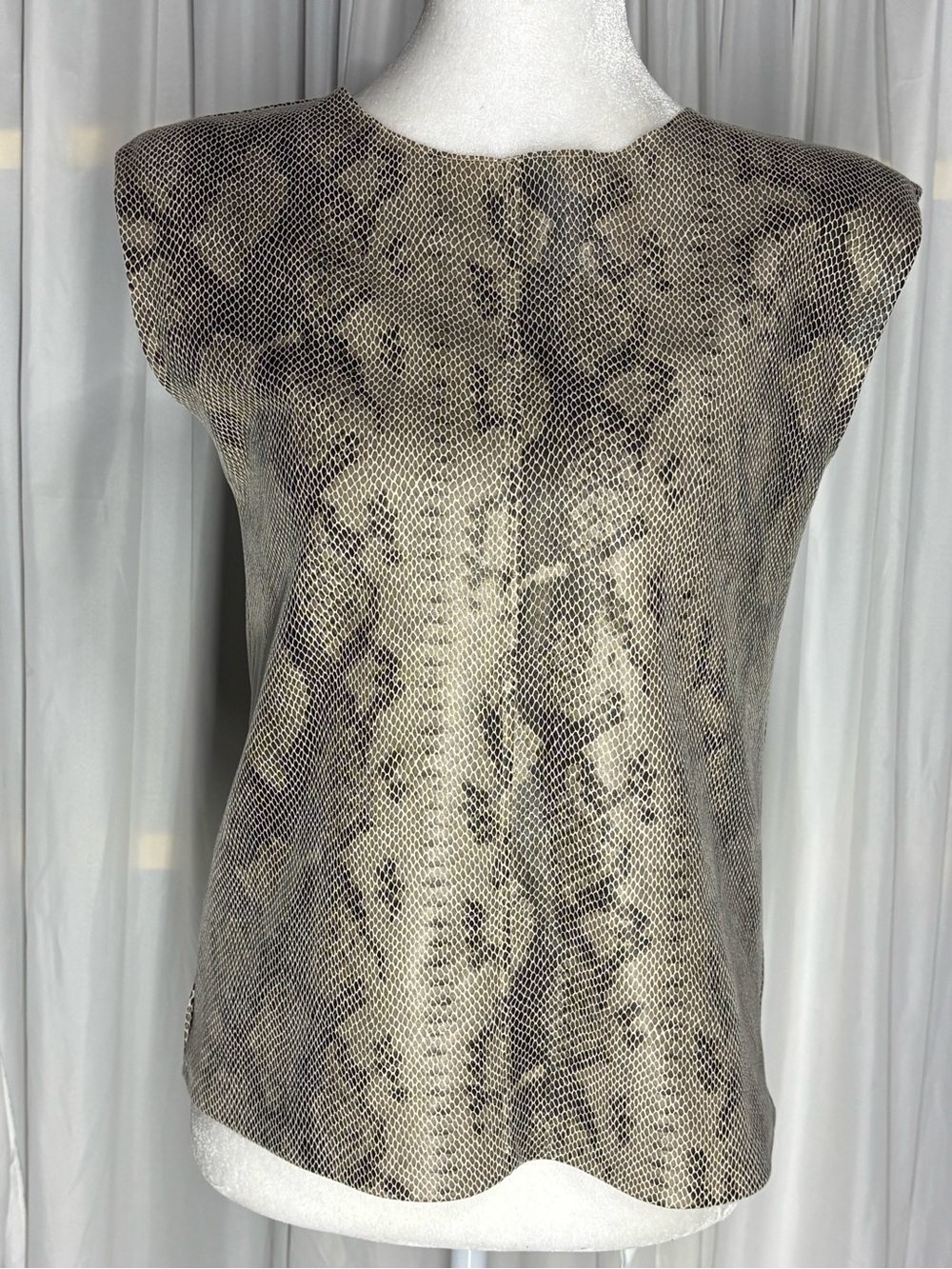 Zara Shoulder Pad Tank Snakeskin Button Back Top Size XS